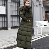 New Cotton-Padded Clothes Women 2023 Korean Version Extended Over The Knee Color Hair Collar Large Size Down Cotton-Padded Jacket Slim Cotton-Padded Jacket Women-Outfit