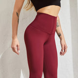 Women High Waist Leggings Running Push Up Fitness Leggings Women Solid Color Tummy Control