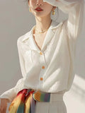 Toloer Temperament White Shirt Long-Sleeved Spring And Autumn New Unique Fashion Beautiful Shirt Early Autumn Women's Chiffon