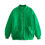 And Winter New Solid Color Loose Leisure Zipper Flying Jacket Cotton