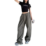 Toloer Cargo Pants Female New Summer High Waist Draw Rope Straight Tube Hanging Feeling Wide Legs Loose Show Thin Drag Floor Pants Tide-Outfit