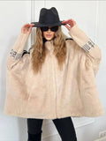 Autumn And Winter New Women's Casual Loose Long-Sleeved Hood Splicing Plush Fur Coat