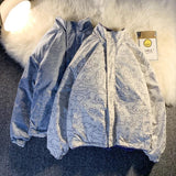 Harajuku Kawaii Jacket Women Cartoon Lambswoo Kpop Zip Up Coat Thick Korean Style 2021 Fashion Cute Reversible