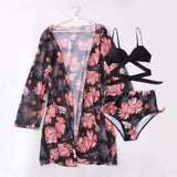 Toloer New 2024 Bikini Gathers The Sexy Mesh Three-Piece Split Print Swimsuit