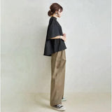 And South Korea In The Spring And Summer New Temperament Loose Sleeve Top + Loose Broad Leg Pants Two Sets Of
