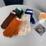 And Winter Solid Color Can Touch Exposed Finger Warm Wool Knitted