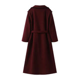 Autumn New Women's Retro Leisure Double Buckle With Belt Long Hair