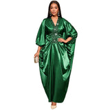 Spliced Sleeves Folded Baget Loose African Robes Evening Dress Dress