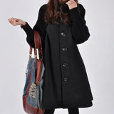 Red Woolen Coat Mid-Length Single Breasted Woolen Coats Cloak Woolen Trench Women's Autumn Winter Oversized Long Loose