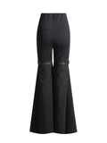 Toloer Horn Trousers 2024 Spring / Summer New High Waist Show Thin Design Sense Belt Splicing Solid Color Slim All-Match Pants-Outfit