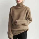 Elegant Autumn Winter Oversized Women Sweater New Solid Loose Turtleneck Knitted Sweaters Long Sleeve Pullover