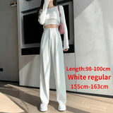 VAREY LIN Spring Women Casual High Waist Loose Wide Leg Pants Female Floor-Length White Suits Pants Ladies Long