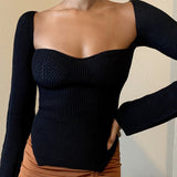Toloer New Autumn And Winter Elastic Open Shoulder Base Knit-Outfit