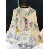 New Chinese-Style Round-Collar Embroidered Shirt Women's New Fashionable National Style Leisure In The Summer Of 2023-Outfit