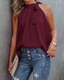 New Summer Style Bowtie Leopard Print Satin Sleeveless Vest-Outfit