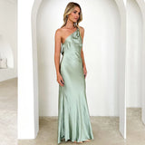New Trendy Slanted Sling Fashion Showback Party Dress Dress