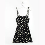 Trendy Women's Dress Print Slim Sling Skirt, Broken Flowers, Sweet, Age-Reduced Waist-Length Dress-Outfit