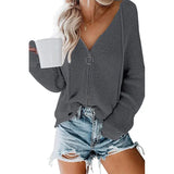 Toloer New Ladies Cardigan Hoodie Hoodie Zipper Broken Hole Irregular Loose Sweater Women's