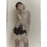 Patchwork Skirt Women's Skirts Kawaii High Waist Bandage A-Line Mini Skirt Harajuku Vintage Punk Party Girl Spring Clothes-Outfit