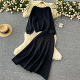 Toloer Wind Wear Take Female Korean Department Lazy Wind Loose Versatile Long-Sleeved Knit High Waist Big Swing Sweater