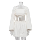 Toloer And Summer 2023 Women's Fashion Band Strapless Bare Back Top Pleated High-Waisted Skirt Two-Piece Set-Outfit