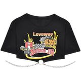 Toloer 2024 New Hottie Everything Ins Trendy T-Shirt Women's Design Sense Chain Short Crop Black Short-Sleeved
