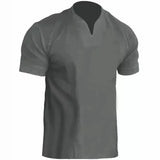 Men's Fitness Plus-Size Sports T-Shirt Men's Elastic Cotton Pocket Short-Sleeved Summer V-Neck Polo