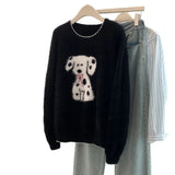Toloer Spotted Dog Watery Wool Sweater Women Winter Soft Languid Horse Hair Long Knitted Blouse Autumn And