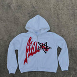 American men letter printed hooded sweatshirt Y2k autumn and winter high street street couple hooded loose jacket-Outfit