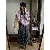 Wind Purple Knitted Sweater Autumn And Winter 2025 New Design Sense Of Small Korean Temperament
