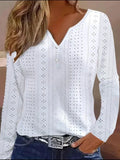 Sleeve Hollow Solid Color Stitching Shirt
