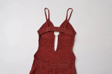 Red Knit Cut Out Strappy Hook Midi Dress-Outfit