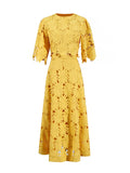 And Leisure Set Women's New Summer 2025 Vacation Wind Collar Embroidered Flower Slence Design Dress