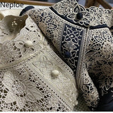 Toloer Blouses Womens Clothes Tops Vintage Blusas De Mujer Stand Collar Embroidery Blouse Korean Fashion Long Sleeve Shirt 1215-1-Outfit