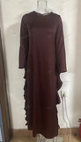 Solid Color Round Collar Lotus Leaf Long Temperament Dress In Autumn
