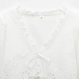 Homemade New Women's Classic Fashion Shang Hollow Embroidered Cotton Top