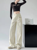Toloer Wide Leg Jeans Female Spring And Autumn High Street Banana Pants Retro High Waist Straight Tube Loose Sense Drag The Floor Pants-Outfit