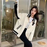 Women's Baseball Jacket Uniform 2022 Autumn Long Sleeve Loose Jacket Embroidery Pattern Jacket College Style Jacket Women's