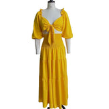 Summer Wrapped Bra Strap Wide Leg Pants Large Size Two-Set Casual
