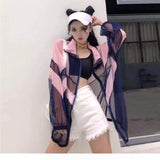 Summer Harajuku Sun Protection Coat Long Sleeve Transparent Jacket Gradient Sequin Female Jacket Women Feminine