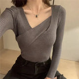 Casual Bottoming Pullover Knitted Jumper All-match Slim Fit Sweater Women Long Sleeve Solid Autumn Winter Clothes Women
