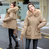 Parker Cotton Suit Women 2024 Winter Long Plus Velvet Big Wool Collar Down Cotton Suit Korean Version Of Thick Warm Tide Cotton-Padded Jacket-Outfit