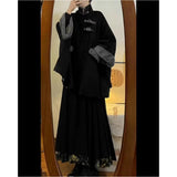 Style Cloak Coat Women New Chinese High end Plush Capes Autumn and Winter Loose Causal Warm Black Coat Women Clothing-Outfit