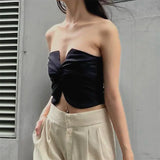 Toloer Fashion Street Summer Hot Style Design Feel Kink Fold Wrapped Chest Inside Sleeveless Vest Top-Outfit