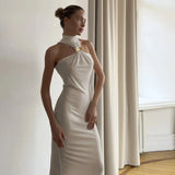 Spring-Summer Explosion Women's Metal Buckle Long Dress Dress