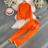 And Winter New Zipper Sweater Jacket Creative Pony Embroidered Long-Sleeved Knitted Trousers Two Sets Of