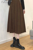 Women Elegant Harajuku High Waist A-line Solid Color Fashion Casual Korean Streetwear Basic All-match Soft Midi Skirts New