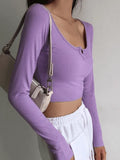 Rib Knit Long Sleeve Crop Top-Outfit