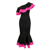 Single Shoulder-To-Shoulder-To-Back-Loan-Side High-Waisted-Blum-Bided Ass Party Fishtail Dress Dress Dress