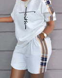 Independent Station Spring And Summer Fashion Positioning Printing Short-Sleeved 2-Piece Set Of Women-Outfit